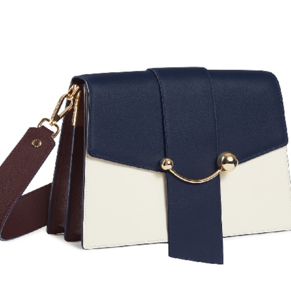 NWT STRATHBERRY crescent shoulder bag navy/ vanilla/ burgundy - Picture 4 of 8